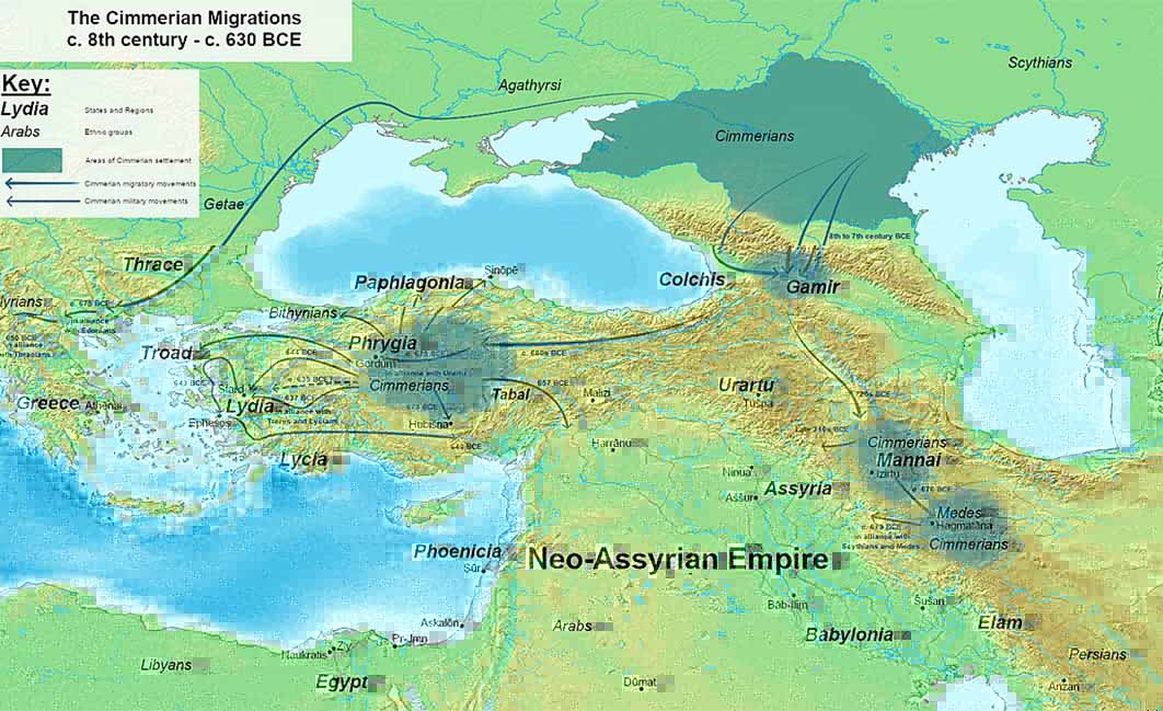 Territory of the original Cimmerians before migrations