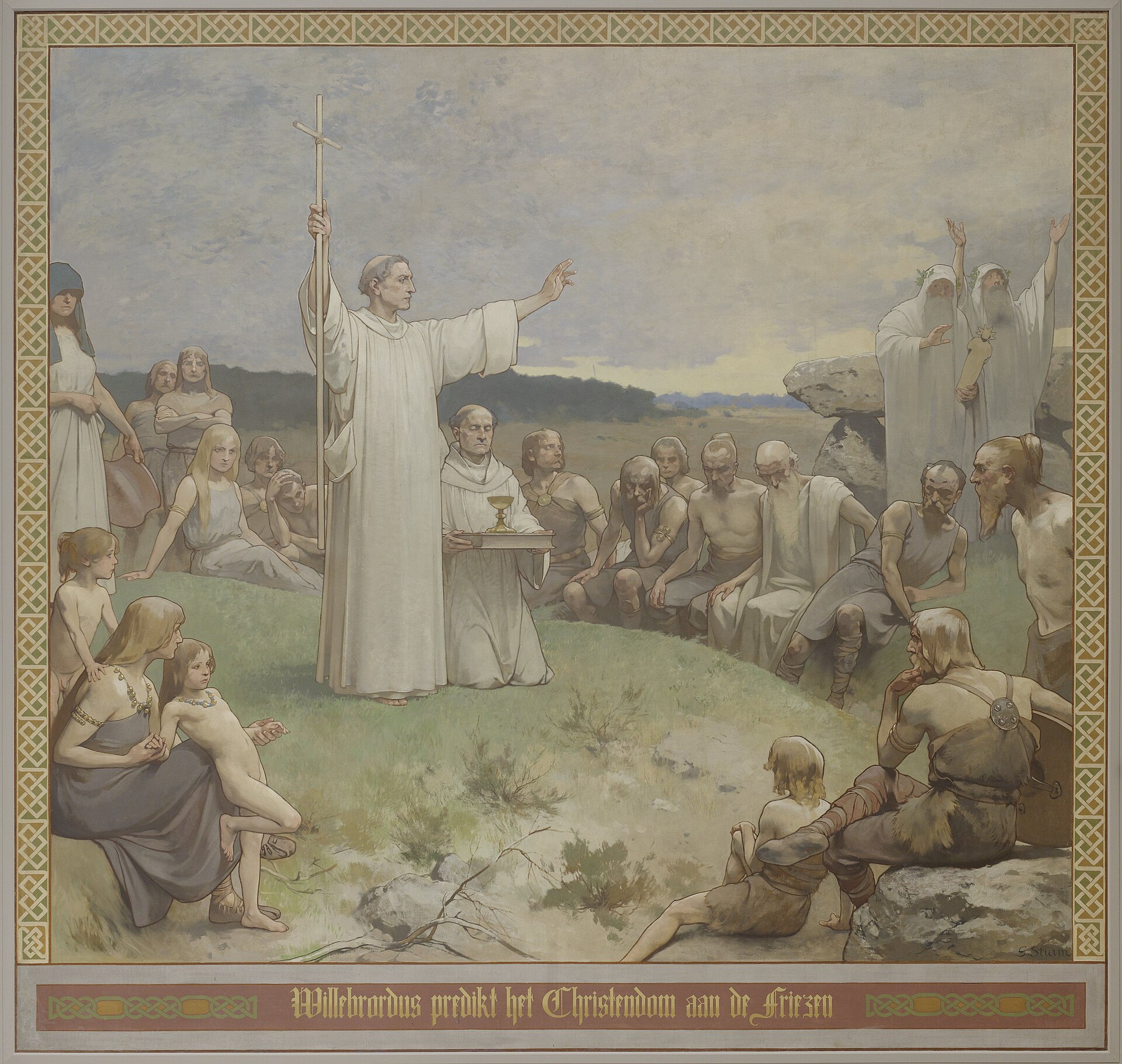 Willibrord preaching to the Frisians (Mural in the Rijksmuseum by Georg Sturm).